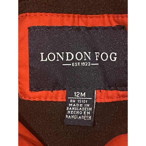 London Fog Red Hooded Quilted coat size 12 months snap buttons - Picture 5 of 9